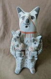 Native Hand Made Jemez Pottery Cat Storyteller w kittens by Robert Fragua  PO258