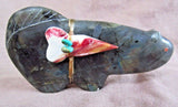 Native Zuni Labradorite Mt. Lion w/ Bundle Fetish by Leland & Daphne Boone C2103