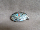 Zuni 2 Sided Mother of Pearl Corn Maiden Silver Pendant by Gloria Chattin JP74