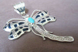 Navajo Jet & Turquoise Sterling Dragonfly Pendant by Alonzo Mariano  JP0202