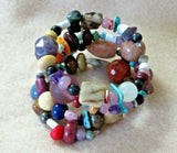 Santo Domingo Multistone Gemstone Bead Wrap Wire Bracelet by E Coriz JB253