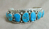 Navajo Sterling Silver & Turquoise 8 Stone Cuff Bracelet by ST JB243