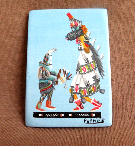 Native Zuni Miniature Shalako & Fire God Painting  by H Patrick Sanchez HP98