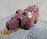 Native Zuni Sacred Pipestone Wolf Fetish w Inlay by Brandon Phillips - C3791