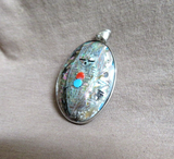 Zuni 2 Sided Mother of Pearl Corn Maiden Silver Pendant by Gloria Chattin JP74