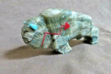 Native Zuni Chocolate Serpentine Buffalo w heartline Fetish by Kevin Quam C3884
