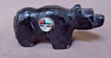 Native Zuni Large Black Marble Bear w/ Sunface Fetish by Donovan Dewa C1274