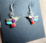Zuni Multi-stone Sterling Hummingbird Hook Earrings by Sharon Natewa JE629