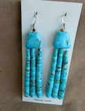 Santo Domingo Large Turquoise Heishi Hook Earrings by Lupe Lovato JE581