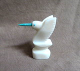 Native Zuni White Marble Hummingbird Fetish Carving by Brandon Philips - C4658