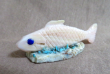 Native Zuni Shell Detailed Fish Fetish Carving by Eric Lonjose C4410