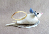 Adorable Native Zuni Shell Mouse Fetish Carving by Ruben Najera C4430