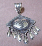 Native Navajo Hand Stamped Sterling Large Pendant by Vincent Platero JP0128