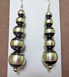 Native Navajo Sterling Silver Graduated Navajo Pearl Hook Earrings  JE397
