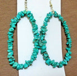 Native Santo Domingo Turquoise Nugget Hook Earrings by Ella Mae Garcia JE0475