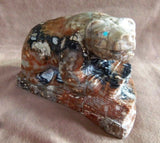 Zuni HUGE Museum Quality Picasso Marble Bear on Pueblo by Herbert Him Sr C-01