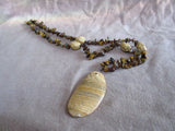 Native Navajo single strand Tiger's Eye and Picture Jasper Necklace JN0202