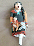 Native American Hand Coiled Jemez Pottery Storyteller w child by J Lucero  PO240