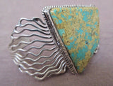 Native Navajo Sterling & Stone Mountain Turquoise Bracelet by RV JB0120
