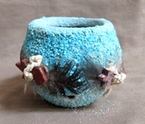 Vintage Native Zuni Turquoise Encrusted 4 Fetish Carving Seed Pot PO258
