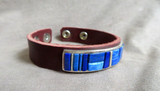 Navajo Lapis w/ Sterling Leather Adjustable Bracelet by Edison Yazzie - JB271