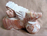 Native Navajo Alabaster  Native Woman, Bear & Olla Sculpture by S Enoah  M0216