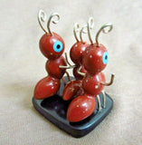Native Zuni Pipestone Three Ant Family Fetish by Danny Booqua - C3164