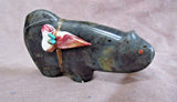 Native Zuni Labradorite Mt. Lion w/ Bundle Fetish by Leland & Daphne Boone C2103