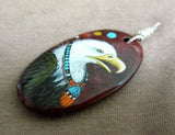 Native Zuni Jasper & Sterling Hand Painted Eagle Pendant by Edward Lewis  JP239