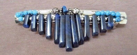 Navajo Sodalite, Turquoise & Mother of Pearl Barrette - Virginia Shepherd JB10
