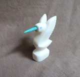 Native Zuni White Marble Hummingbird Fetish Carving by Brandon Philips - C4658