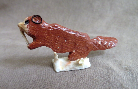 Native Zuni Pipestone Beaver w/ stick Fetish Carving by Ruben Najera C4491