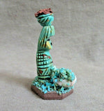 Native Zuni Turquose Olla Maiden with Offering Fetish By Carl Etsate C3776