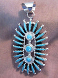Zuni Turquoise Petit Point Sterling Silver Pendant - Gerard Etsate  JP0012