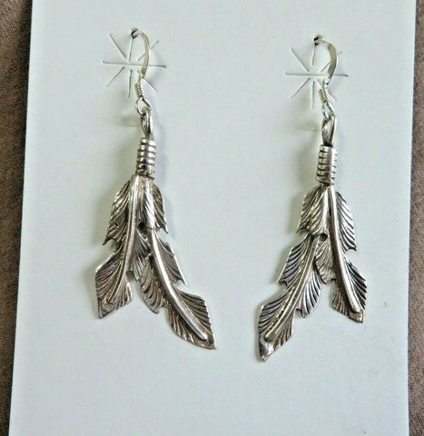 Native Navajo Turquoise & Sterling Feather Hook Earrings by Louise Joe JE598