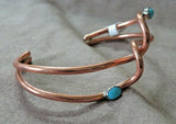 Native Navajo Copper and Turquoise Wave Bracelet by Yolanda Skeets JB245