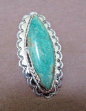Navajo Large Green Turquoise & Sterling Silver Ring - Size 9.75 by Joe Tso JR024