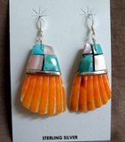 Santo Domingo Multi-Stone Shell & Silver Hook Earrings by Lupita Calabaza JE636