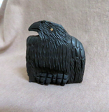 Native American Zuni Jet Raven Fetish Carving by Rochelle Quam  C4531