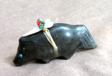 Zuni Rainbow Obsidian Wolf Fetish Carving w/ Bundle by Evalena Boone C4590