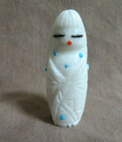Native Zuni White Marble Corn Maiden Fetish Carving by Mike LaWeka  - C3823