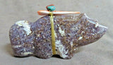 Native Zuni Lepidolite Wolf w/ Bundle Fetish by Leland & Daphne Boone C3584