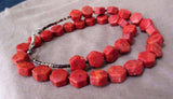 Navajo Apple Coral & heishi  Necklace with silver clasp by Dinah Bekeyah JN0053