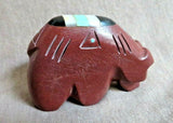 Native Zuni Sacred Pipestone Bear w/ Inlay Fetish by Brandon Phillips - C3865