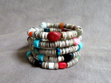 Santo Domingo Turquoise & Multi-Gemstone Wrap Wire Bracelet by H Tsosie JB267