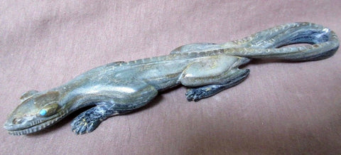 Zuni Museum Quality Very Large Serpentine Lizard Fetish by Lance Cheama C0393
