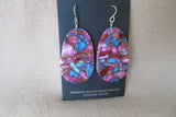 Santo Domingo Purple Spiny Oyster & Turquoise  Composite Hook Earrings  JE615 Native American