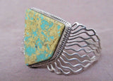 Native Navajo Sterling & Stone Mountain Turquoise Bracelet by RV JB0120