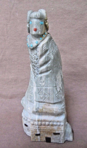 Zuni Museum Quality Picasso Marble Large Corn Maiden by Derrick Kaamasee C1814