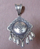 Native Navajo Hand Stamped Sterling Large Pendant by Vincent Platero JP0128
